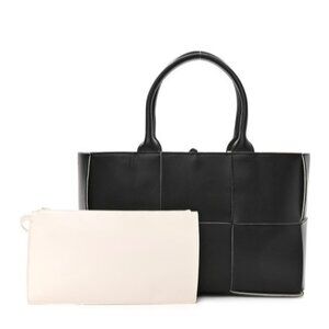 Bottega Veneta Nappa Maxi Intrecciato Small Arco Tote Black White